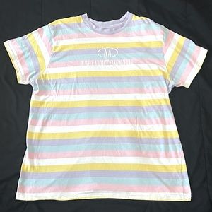 Night Addict Cotton Candy Rainbow Striped Logo Tee